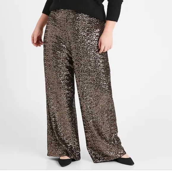 NWT - Banana Republic High-Rise Wide-Leg Sequin Pant - Picture 1 of 3